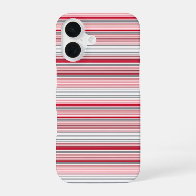 Coque iPhone 16 Jolies rayures grises rouges (Verso)