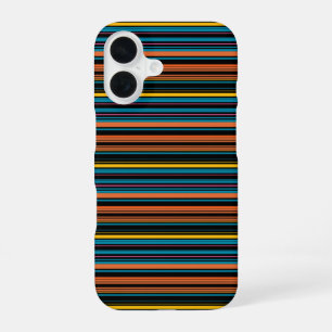 Coque iPhone 16 Jolies rayures noir bleu