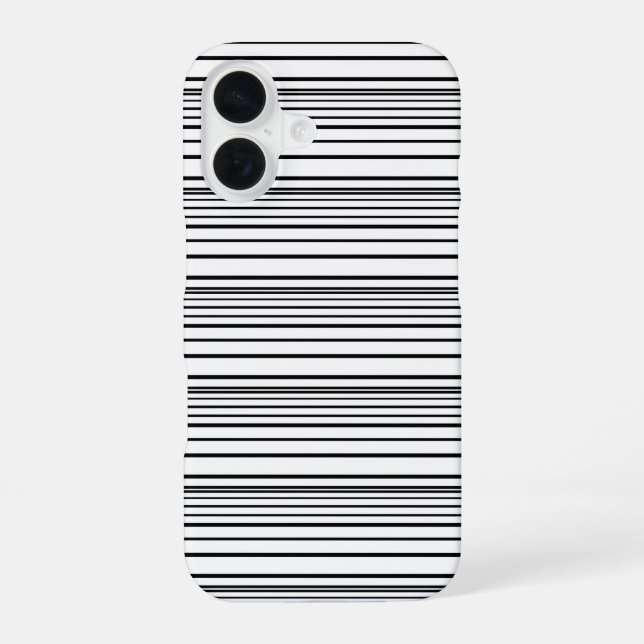 Coque iPhone 16 Jolies rayures noires et blanches (Verso)