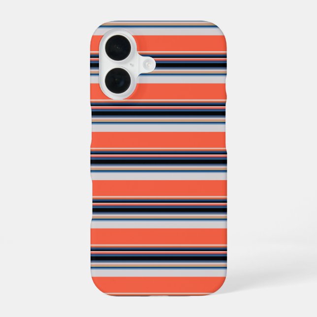 Coque iPhone 16 Jolies rayures orange bleu (Verso)