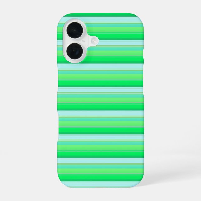Coque iPhone 16 Jolies rayures vert aqua (Verso)