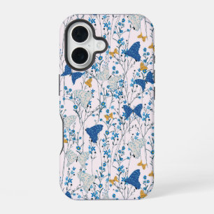 Coque iPhone 16 Jolis Papillons Bleus
