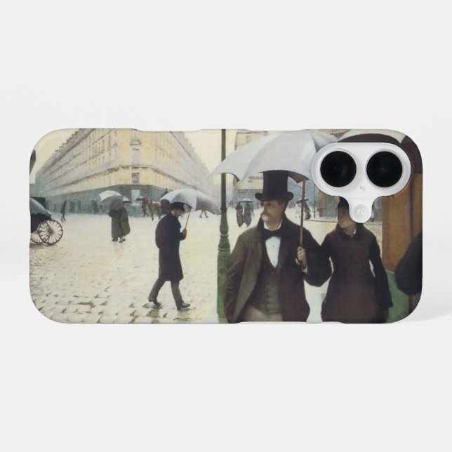 Coque iPhone 16 Jour de la pluie dans Paris Street (Verso Horizontal)