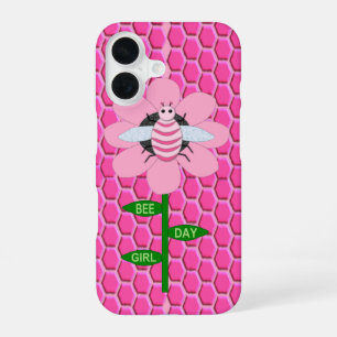 Coque iPhone 16 Joyeuse Fête De L'Abeille Fille Rose Anniversaire