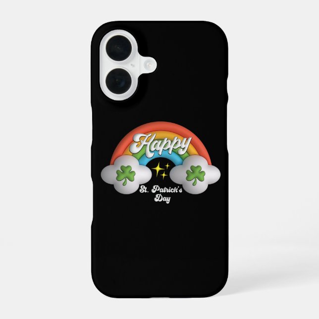 Coque iPhone 16 Joyeuse Saint Patrick Cute Arc-en-ciel (Verso)