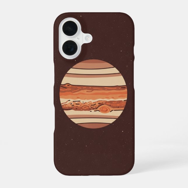 Coque iPhone 16 Jupiter stylisé vintage (Verso)