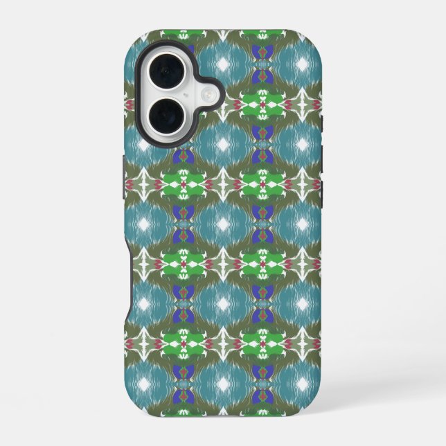 Coque iPhone 16 Kaléidoscope de la marée émeraude (Verso)