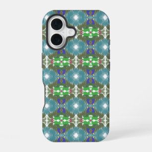 Coque iPhone 16 Kaléidoscope de la marée émeraude