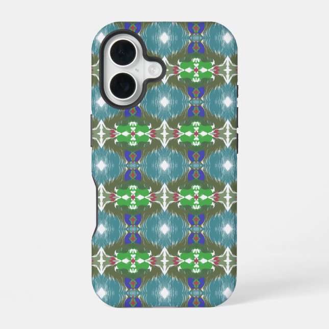 Coque iPhone 16 Kaléidoscope de la marée émeraude (Verso)