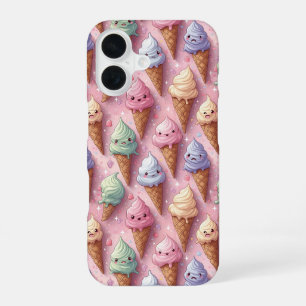 Coque iPhone 16 Kawaii Art Ice Cream Cones