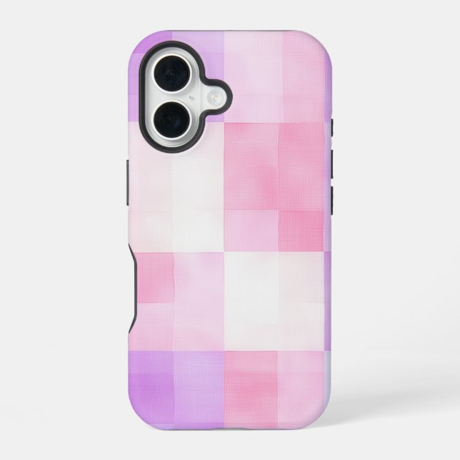 Coque iPhone 16 Kawaii En vichy Téléphone Pastel (Verso)