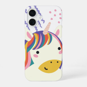 Coque iPhone 16 Kawaii Rainbow Unicorn Magie