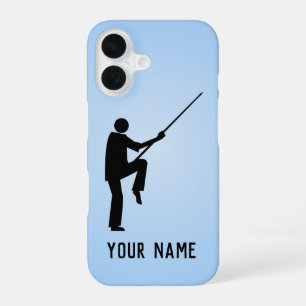 Coque iPhone 16 Kung Fu Martial Artist in Stance, votre nom sur
