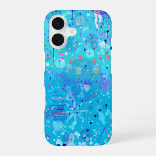 Coque iPhone 16 La machine à bulles : Art abstrait bleu