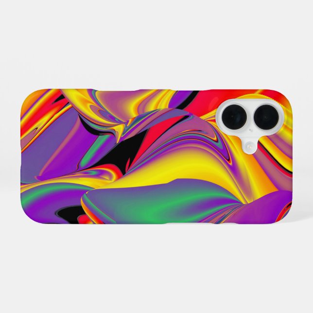 Coque iPhone 16 La magie des couleurs Abstrait Rainbowart 3D (Verso Horizontal)