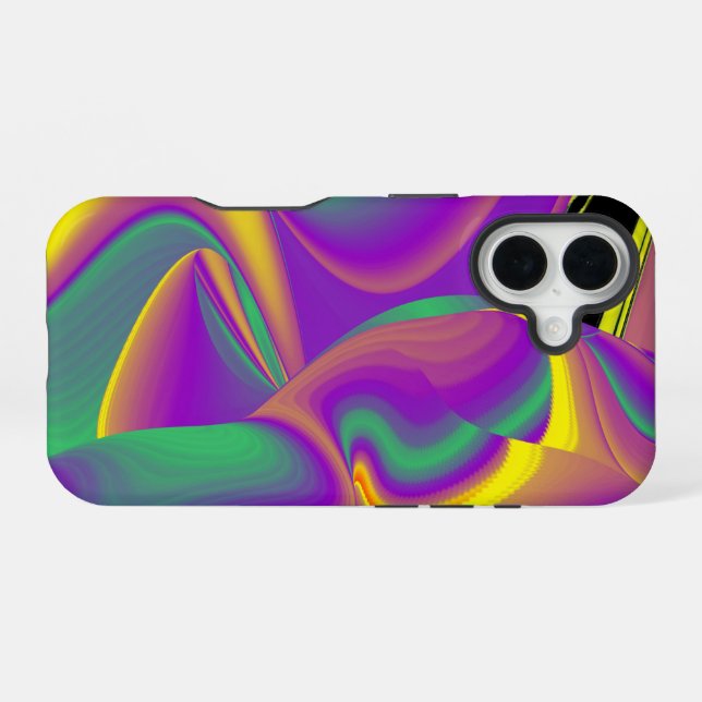 Coque iPhone 16 La magie des couleurs Abstrait Rainbowart 3D (Verso Horizontal)
