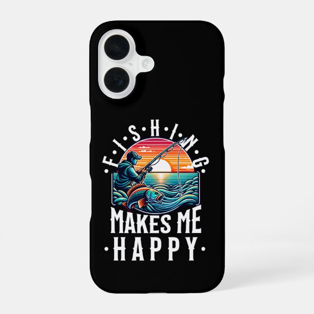 Coque iPhone 16 La Pêche Me Rend Heureux (Verso)