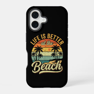 Coque iPhone 16 La vie est meilleure à la plage vacances d'été rét