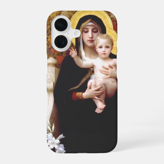 Coque iPhone 16 La Vierge aux lys (Verso)