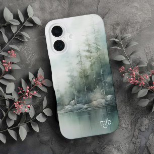 Coque iPhone 16 Lac de montagne rustique inspiré de la nature avec