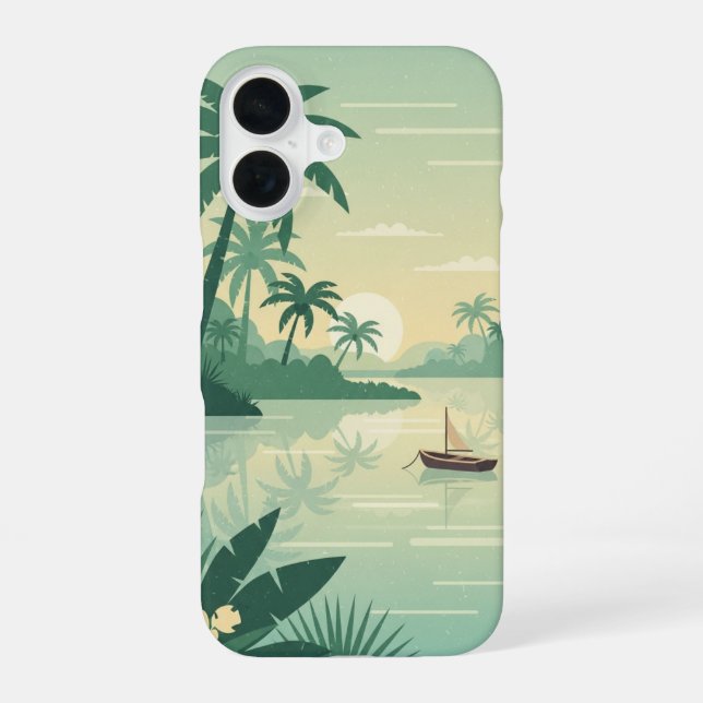 Coque iPhone 16 Lagune Tropicale Vintage (Verso)