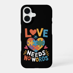 Coque iPhone 16 L'amour n'a pas besoin de mots Sensibilisation à l
