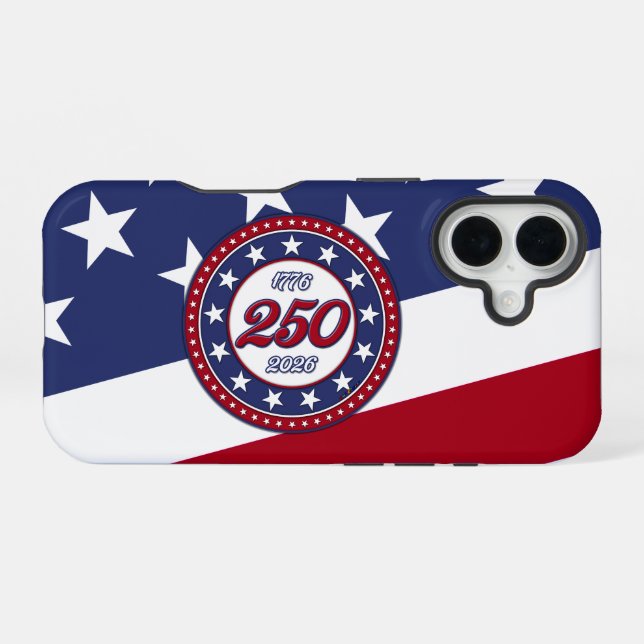 Coque iPhone 16 L'anniversaire des 250 ans de l'Amérique avec le d (Verso Horizontal)
