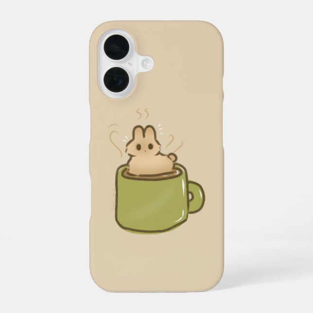 Coque iPhone 16 Lapin de café (Verso)