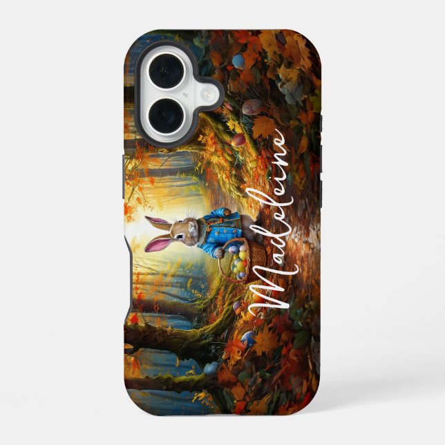 Coque iPhone 16 Lapin de Pâques dans la forêt (Verso)