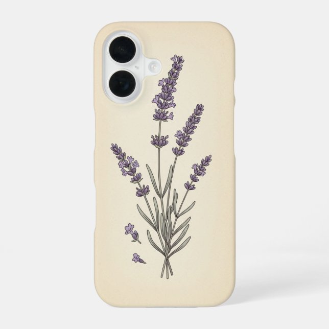 Coque iPhone 16 Lavande Vintage Stylisée (Verso)