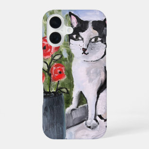 Coque iPhone 16 Le chat et les coquelicots