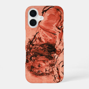 Coque iPhone 16 LE LION DU CAP, Rouge antique, Noir