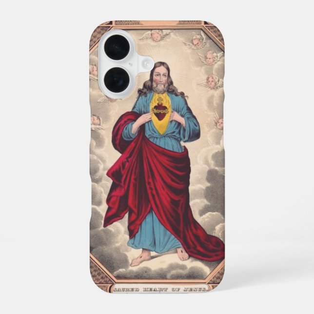 Coque iPhone 16 Le Sacré-Cœur de Jésus (Verso)