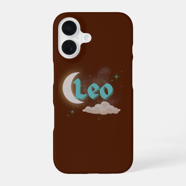 Coque iPhone 16 Léo Lune Céleste Nuage Étoiles Astrologie Art (Verso)