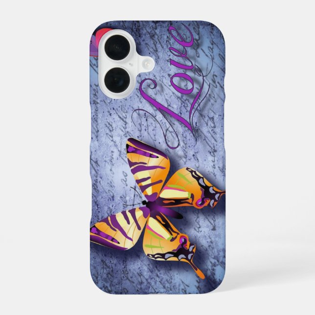 Coque iPhone 16 Les papillons aiment le bleu (Verso)