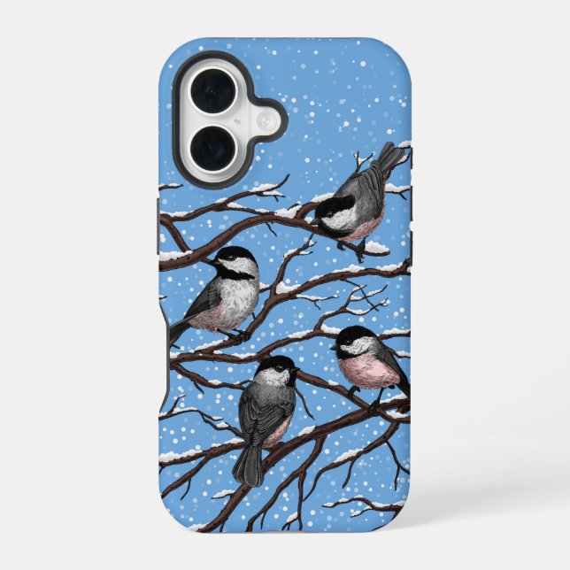 Coque iPhone 16 Les poulets en hiver (Verso)