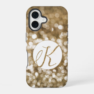 Coque iPhone 16 LETTRE Parties scintillant or Dreamy Bokeh K MONog