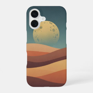 Coque iPhone 16 Lever de Lune Vintage sur le Désert