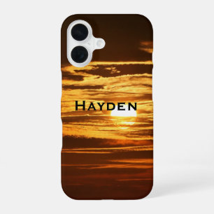 Coque iPhone 16 Lever de soleil à travers les nuages Personnalisé