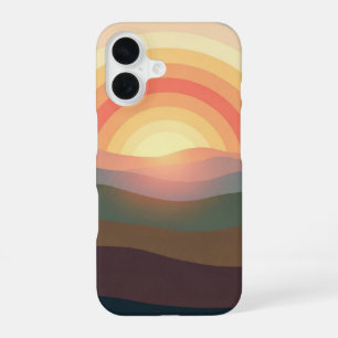 Coque iPhone 16 Lever de soleil sur les collines rétro