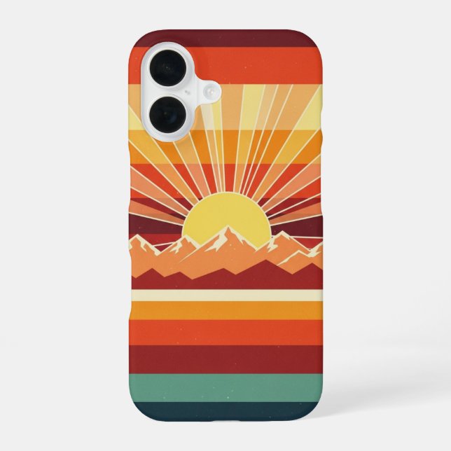Coque iPhone 16 Levers de soleil Rétro Peaks (Verso)