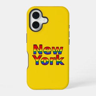 Coque iPhone 16 LGBT New York Rainbow text