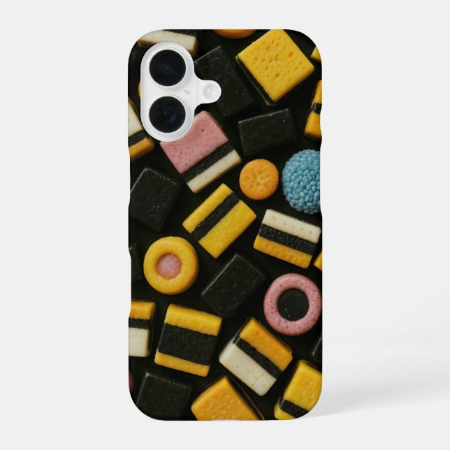 Coque iPhone 16 Licorice motif toutes sortes drôle (Verso)