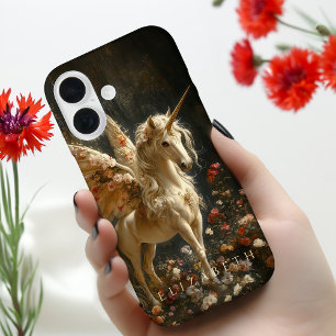 Coque iPhone 16 Licorne Fée aux Plumes Multicolores Vintage
