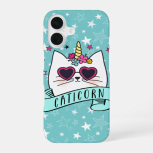 Coque iPhone 16 Licorne Féline Magique Chat Licorne Dessin Animé