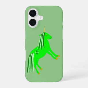 Coque iPhone 16 Licorne Irlandaise Verte et Dorée Mignonne