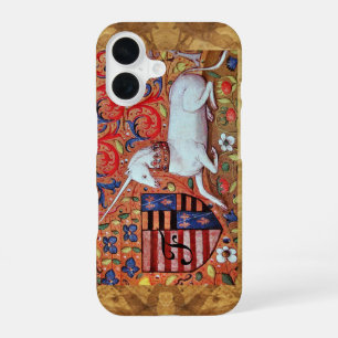 Coque iPhone 16 LICORNE Marque de fabrique parchemin Brun