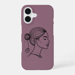 Coque iPhone 16 Ligne de femme élégante Profil Féminin minimalis