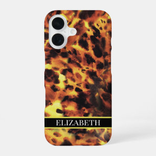 Coque iPhone 16 Ligne noire, police blanche, votre nom, écaille de