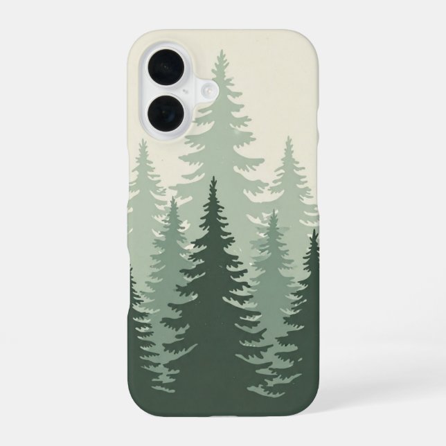 Coque iPhone 16 Lignes de forêt vintage (Verso)